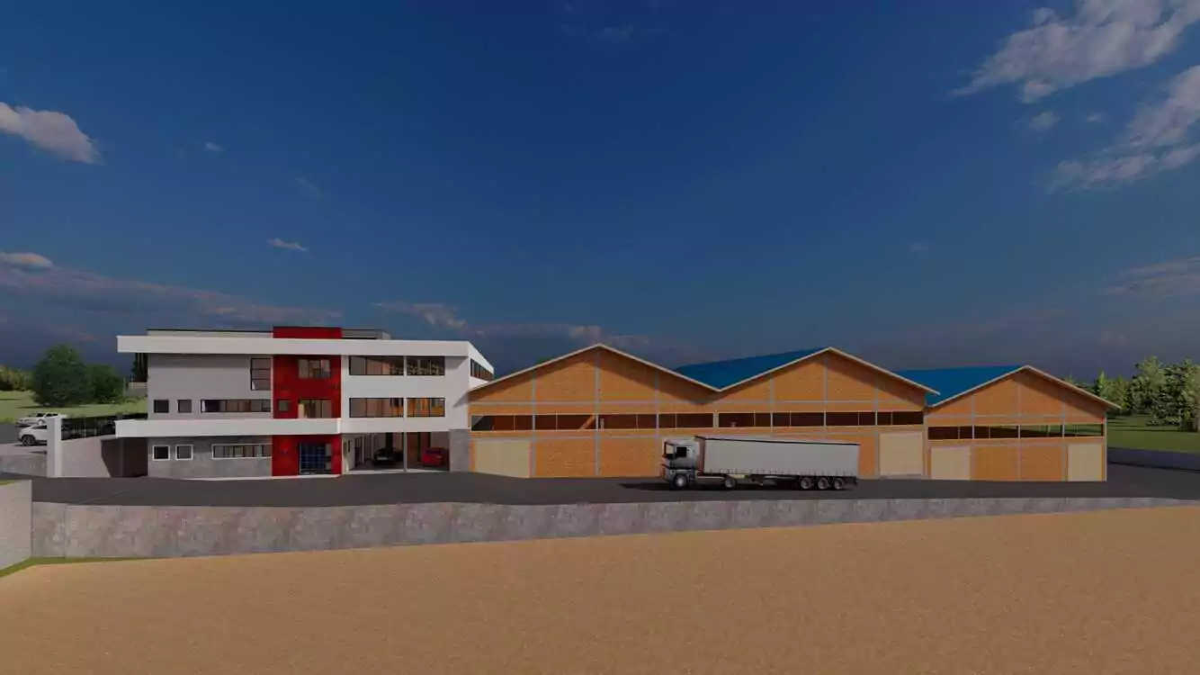 Wood factory and truck parking